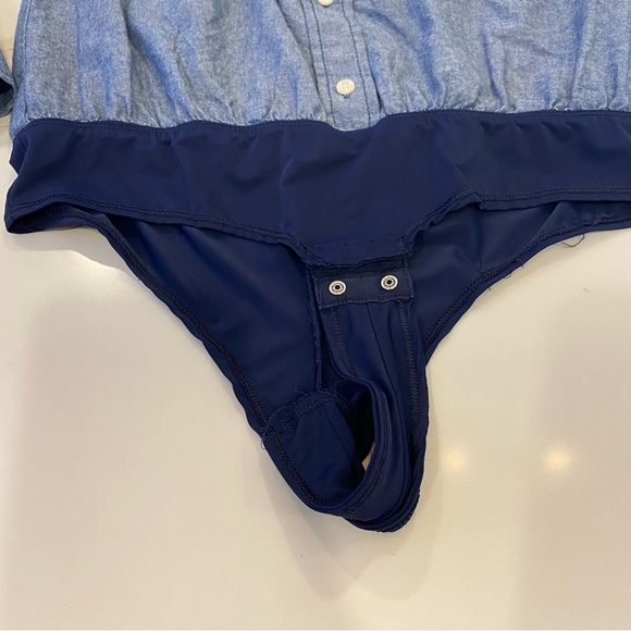 J.Crew Denim Long Sleeve button down body suit - Picture 5 of 7